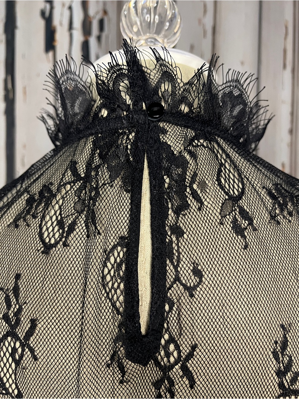 GOTHIC Black LACE High-Neck Women’s Top - Picture 7 of 9